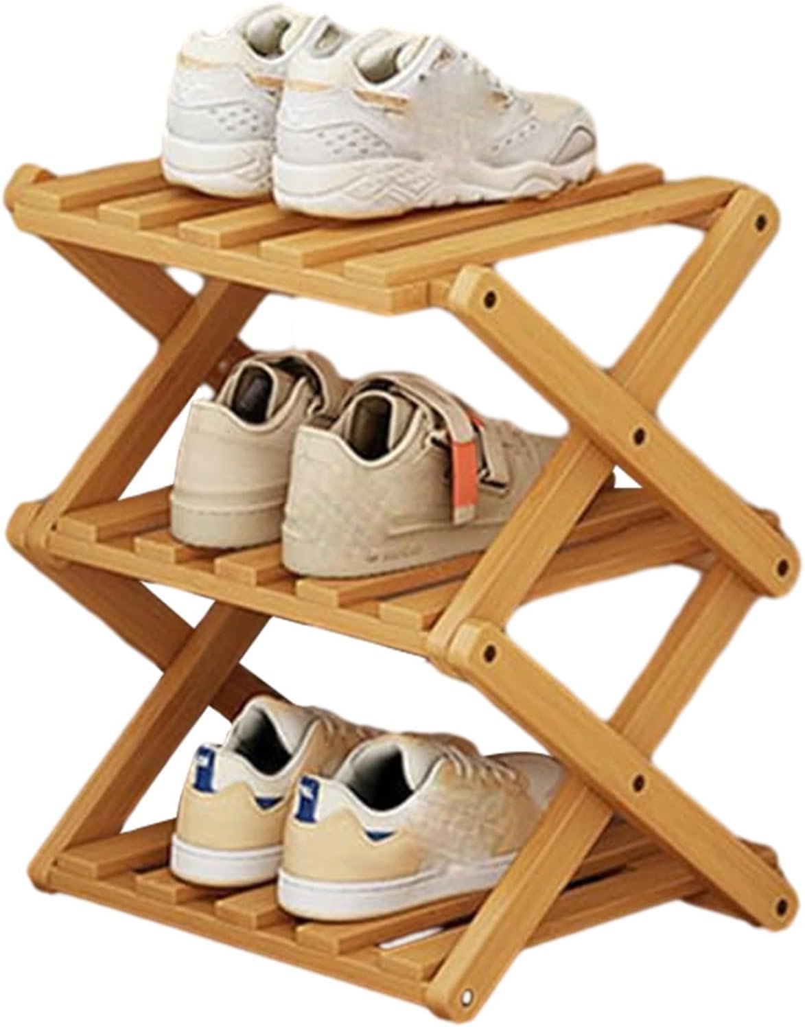 YYW Bamboo Shoe Rack for Entryway, Foldable Free Standing - Image 1
