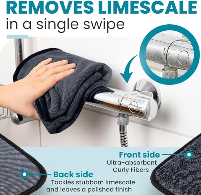 Shiny Wipes Medium Drying Towel, The Original, 12x16in/30x40cm, Ultra Absorbent Twisted-Loop Design, Streak-Free Towel Cloth for Shower, Household, Car, No Streaks or Limescale (1 Towel)