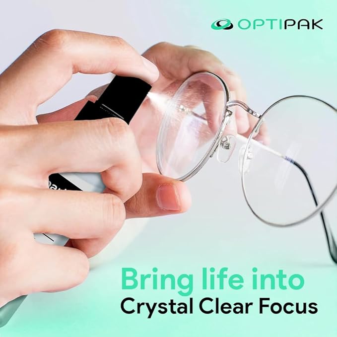 Sparkle Anti-Reflective Lens Cleaner Spray with Microfiber Cloth for Eyeglasses, Sunglasses, Lenses, Screens, Tablets & Binoculars - Ammonia Free And Streak Free (Black/8oz 1Pk)