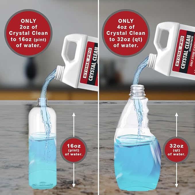 Stone Pro Crystal Clean - Surface Cleaner & Sealer, Concentrate 128 oz Gallon
