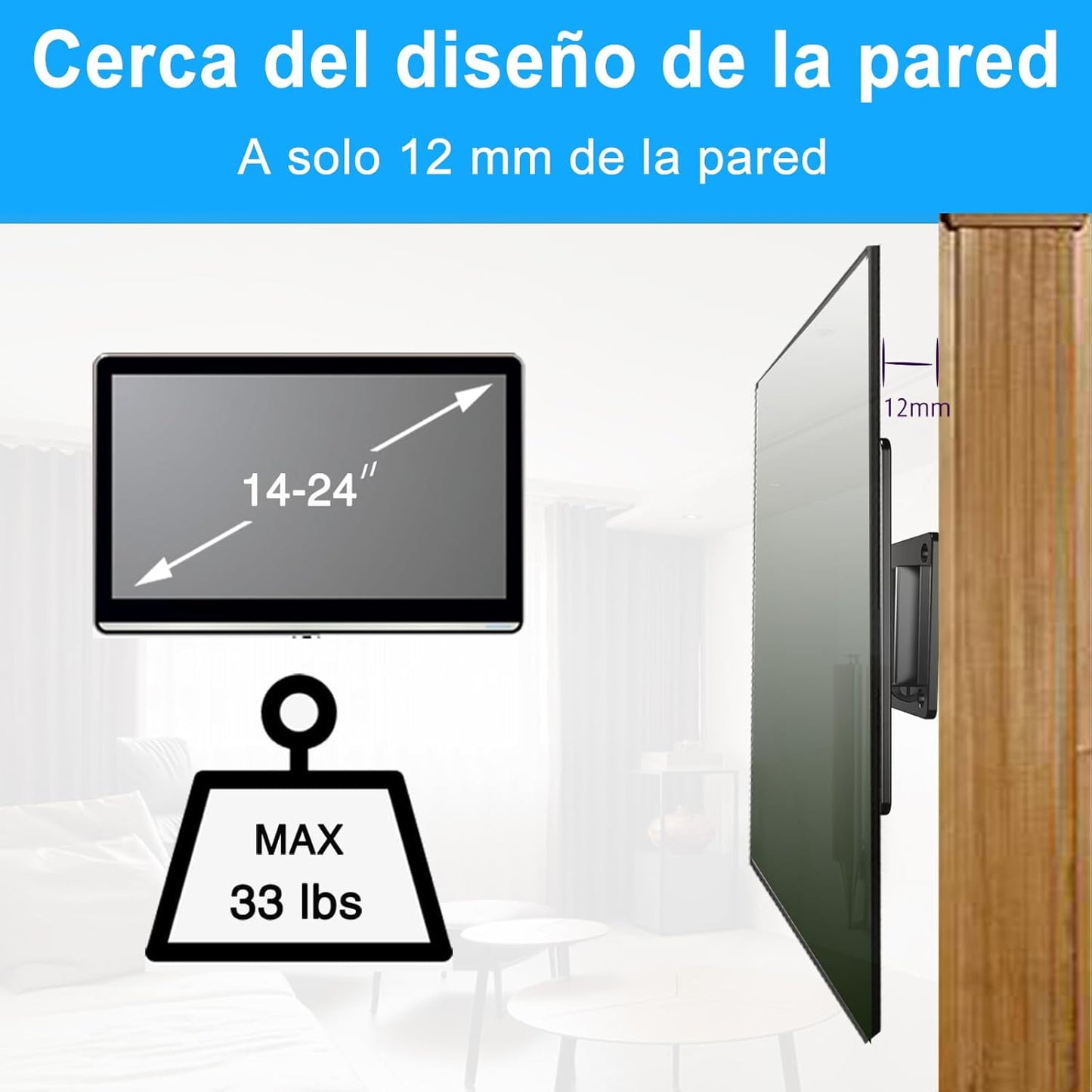 Monitor Wall Mount — Low Profile, 14–24"