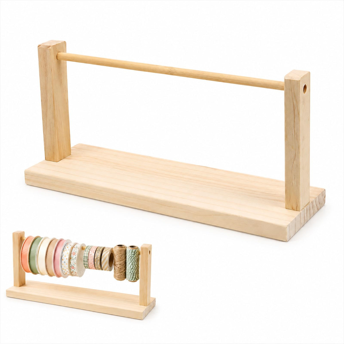 Craft Ribbon Storage Organizer Wooden Ribbon Holder - Image 1