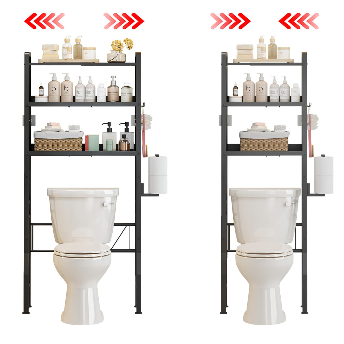 Over the Toilet Storage Shelf 3-Tier Adjustable Bathroom - Image 1