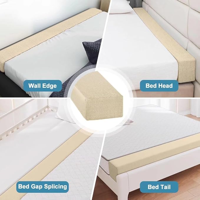 Bed Gap Filler,High-Density Bed Crack Filler with Removable Cover,Mattress Extender for Headboard Gap,Spacer Filler Between Mattress and Wall,Bed Wedge Gap Filler,Beige,78"x4"x10",King