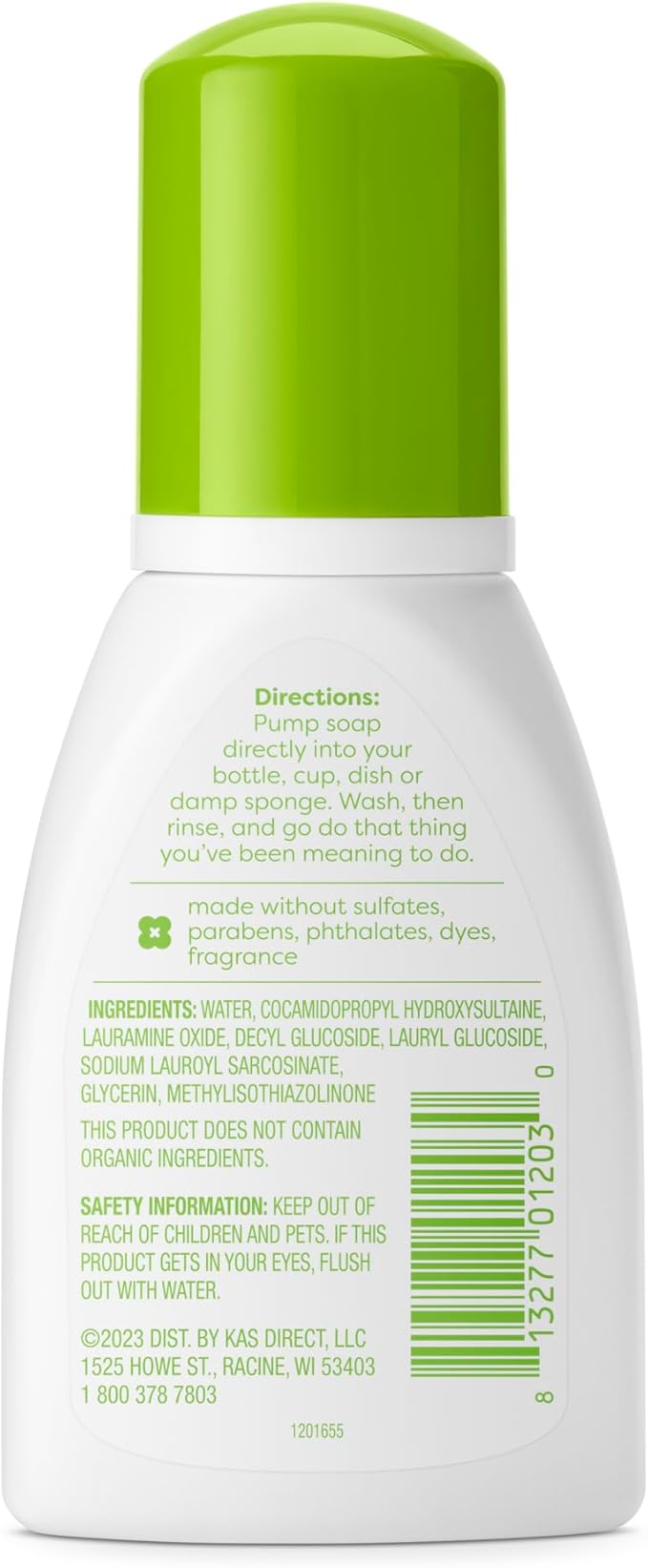 Babyganics Foaming Dish & Bottle Soap for Travel, Fragrance Free, Removes Dried Milk, Packaging May Vary, 3.38 Fl Oz (Pack of 3)