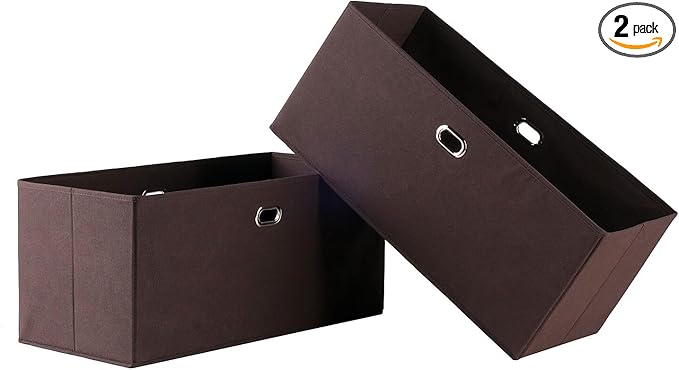 Winsome Torino 2 Piece Folding Fabric Baskets Chocolate (38222)