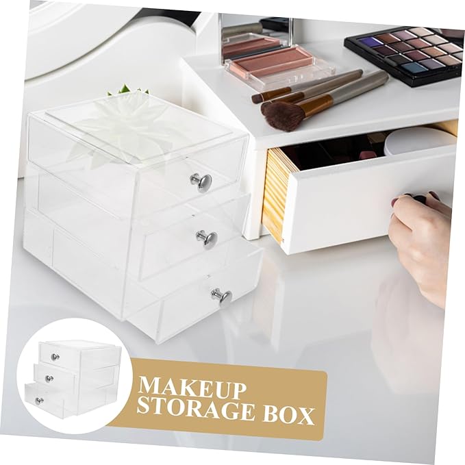 Multi-use 3-Tier Drawer Storage Box Acrylic Desktop Organizer Lids for Makeup Jewelry Office Sundry Stylish and Practical