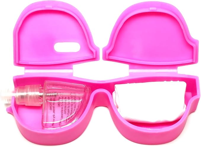 Calabria Kool Klean 4 Pack Eyeglass Lens Cleaner Kit Pink 15 ml Cleaning Spray, White Microfiber Cleaning Cloth Cleaning Kit