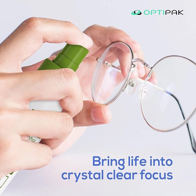 Sparkle Anti-Reflective Eco Friendly Lens Cleaner Spray Kit | (2x) 1oz Glasses Cleaner Bottle + (2x) Microfiber Cloth for Eyeglasses, Lenses, Screens and Sunglasses Cleaning Kit (4 Piece Set)