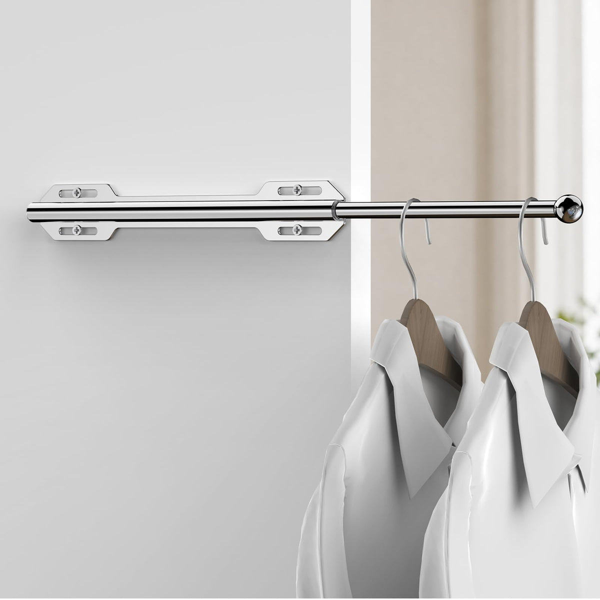 12.6" Pull Out Valet Rod for Closet (Silver, 1 Pack) - Image 1