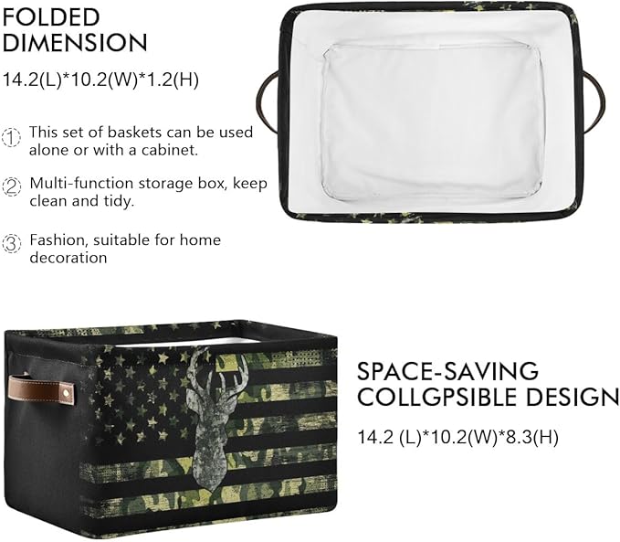 Camo Hunting Rectangular Storage Basket Organizer Bin Shelf Baskets For Clothes Gifts For Home Office Dorm
