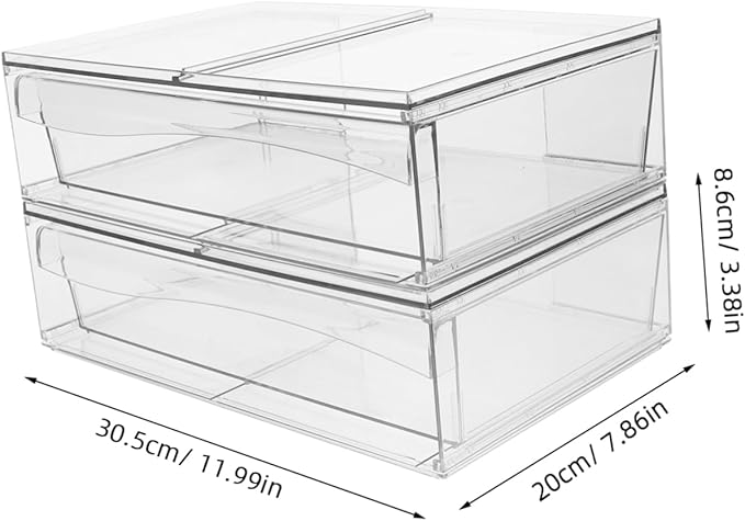ABOOFAN 2Pcs Type Desk Organizer with Stackable Design Acrylic Makeup Storage Box for Efficient Desktop Bathroom Organization for Cosmetics and Accessories