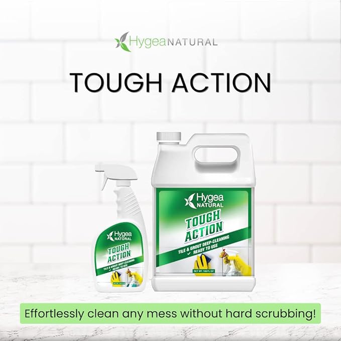 Hygea Natural Tough Action Tile & Grout Deep Cleaning Spray 24oz + Magic Finish Natural Enzyme 24oz - Removes Dirt & scum Without Harsh Chemicals - Biodegradable Formula