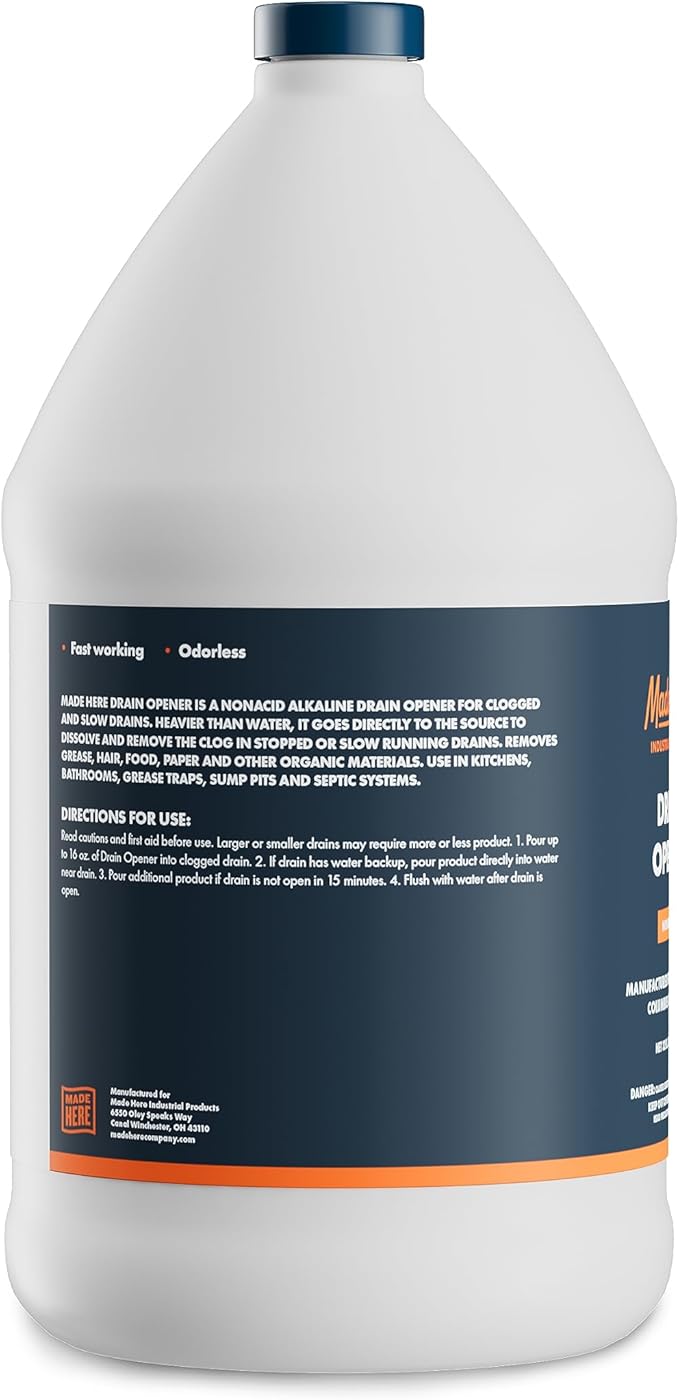 Quick-Acting Liquid Drain Opener - Dissolves Grease, Hair, Food & More - Prevents Plumbing Problems - Non-Fuming, No Acid or Bleach Odors - Safe for All Pipes