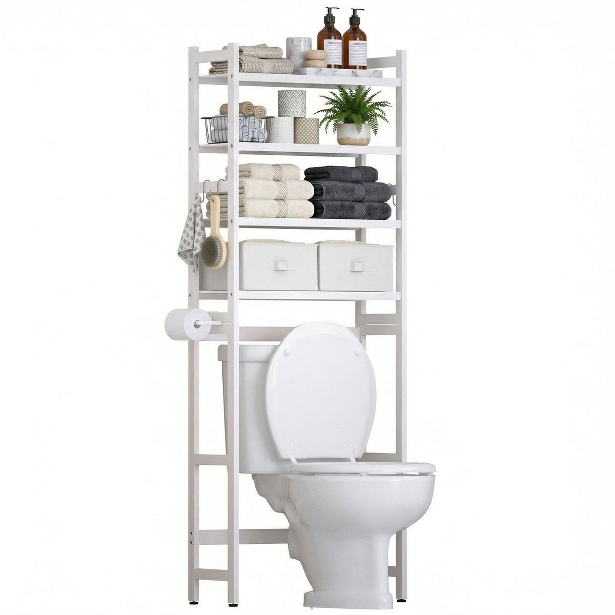 Homde Bathroom Over Toilet Storage Rack: Adjustable 4-Tier - Image 1