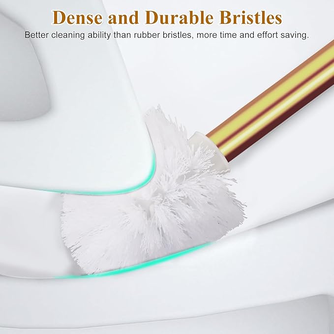 Gold Toilet Brush Replacement Brushes Only, Bring 3 ø 7.5 Cm White Toilet Brush Replacement Head Screw On, Toilet Cleaner Brush, Gold Bathroom Accessories for Bathroom Toilet Bathtub Clean (47cm)