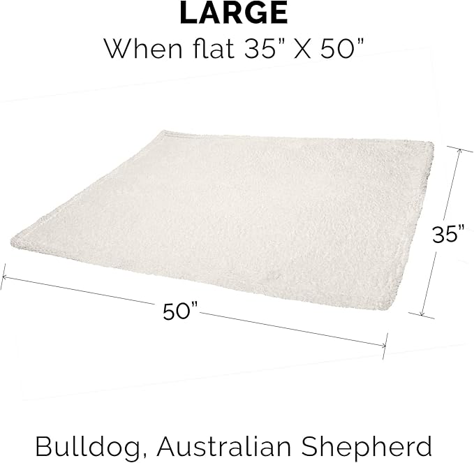 Furhaven Waterproof & Self-Warming Throw Blanket for Dogs & Indoor Cats, Washable & Reflects Body Heat - Soft-Edged Terry & Sherpa Dog Blanket - Dove, Large