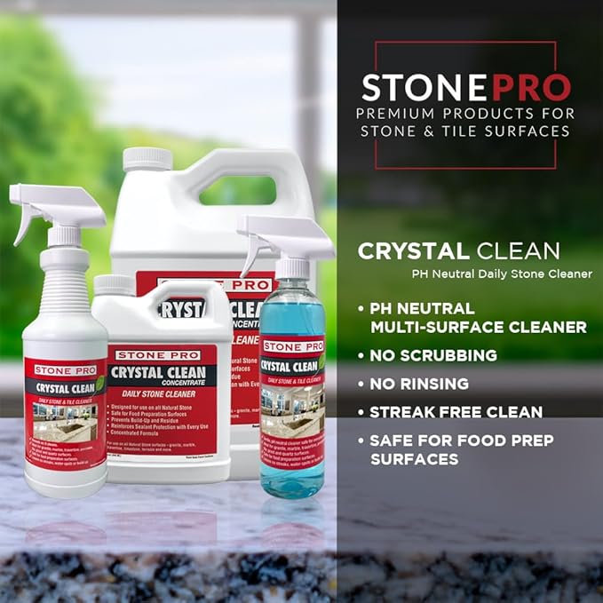 Stone Pro Crystal Clean - Surface Cleaner & Sealer, Concentrate 128 oz Gallon