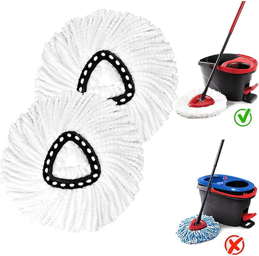Spin Mop Replacement Heads, Mop Replace Head Easywring 1-Tank System, Mop Head Replacement for Hardwood Floor Cleaning, Machine Washable and Easy to Replace (2 Pack)