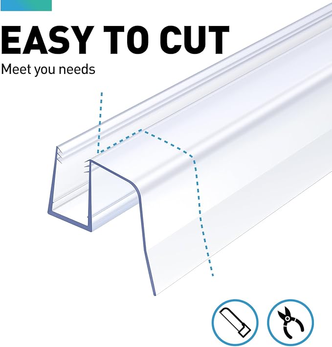 Sliding Shower Door Bottom Seal, 2 PCS 5/16" x 36" Sliding Shower Door Sweep for 5/16 Inch Glass, Frameless Glass Door Seal Strip Stop Shower Leaks and Create a Water Barrier