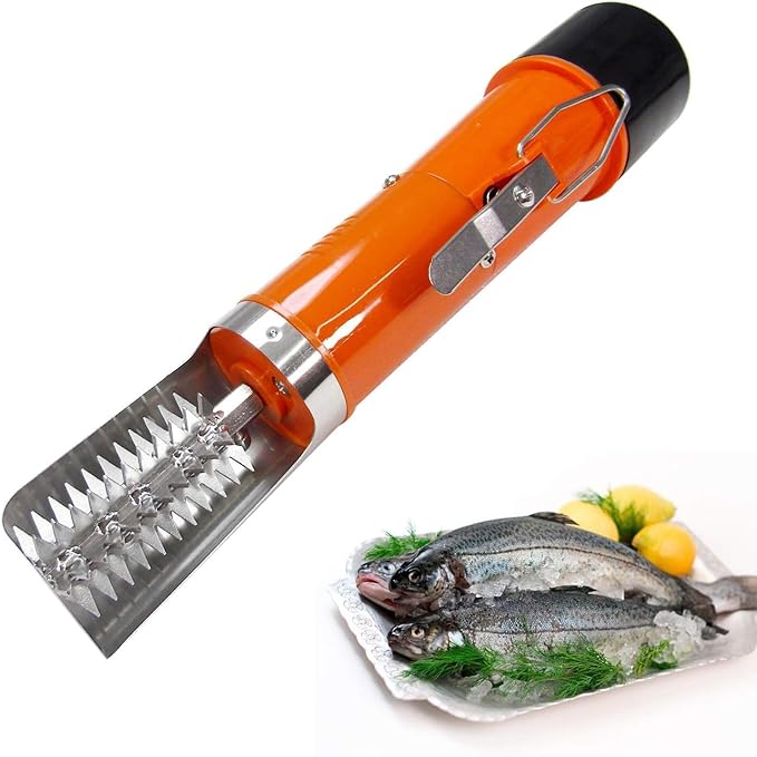 Powerful Electric Fish Scraper Cordless Fish Scaler Cleaner Automatic Fish Scale Remover with a Manual Scaler