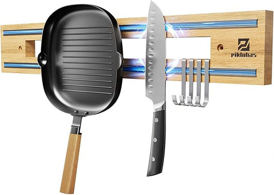 Magnetic Knife Holder for Wall, Magnet Knife Storage Strip Wooden 16.5 Inch, Use as Knife Bar, Knife Rack, Kitchen Utensil Organizers Tool, Wall Mount, Housewarming, Party, Gift