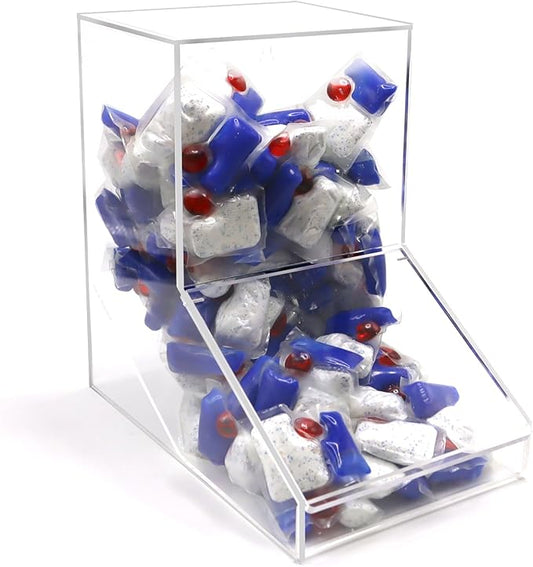 Acrylic Dishwasher Pods Container with 2 Lids,Wall Acrylic Container for Dishwasher Pods Candy Laundry Pods Storage,Clear Dishwasher Pod Holder Under Sink Kitchen