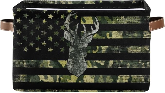 Camo Hunting Rectangular Storage Basket Organizer Bin Shelf Baskets For Clothes Gifts For Home Office Dorm