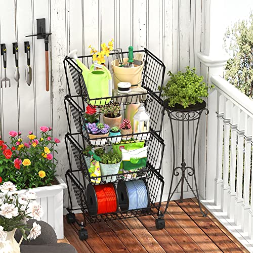PUSDON 4-Tier Spacious Stackable Wire Storage Baskets - Image 6