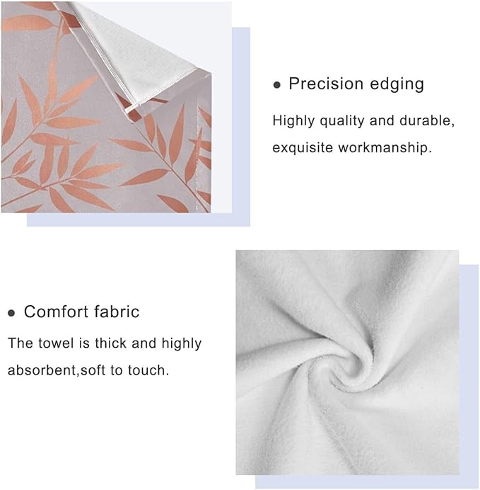Pfrewn Pink Gold Branches Towels Set of 3 Rose Golden Leaves Art Bathroom Towel Soft Absorbent Bath Hand Towels Washcloth Guest Towel Sets Bathroom Decorations