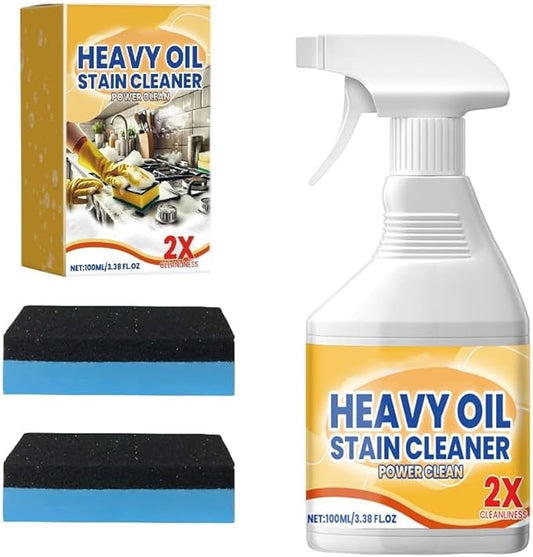 Kitchen Heavy Oil Cleaner Spray,3.38 Oz All Purpose Kitchens Heavy Oil Cleaning Agent, Grease Remover,Kitchen Degreasing Cleaning Spray for Stove,Oven,Dishwasher,Appliances (1PC With 2 Sponge)