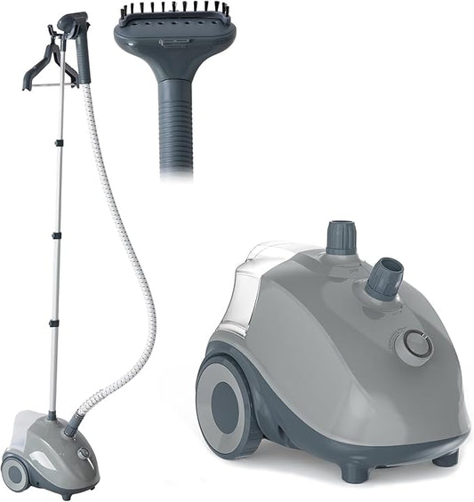 DUMOS Garment Steamer for Clothes Standing, 1500W Efficient Clothes Steamer Standing, 1.7L Water Tank for 55 Min Continuous Steaming with Wheels, Professional Fast Heating Wrinkle Remover, Grey