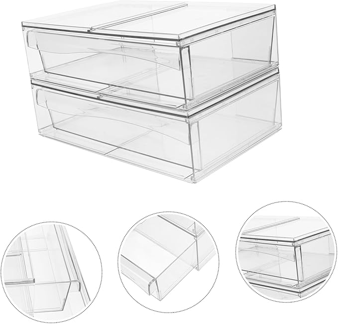 CHILDWEET 2pcs Detachable Acrylic Cosmetic Storage Box Stylish Organizer for Makeup Accessories and Items for Bathroom and Vanity Organization