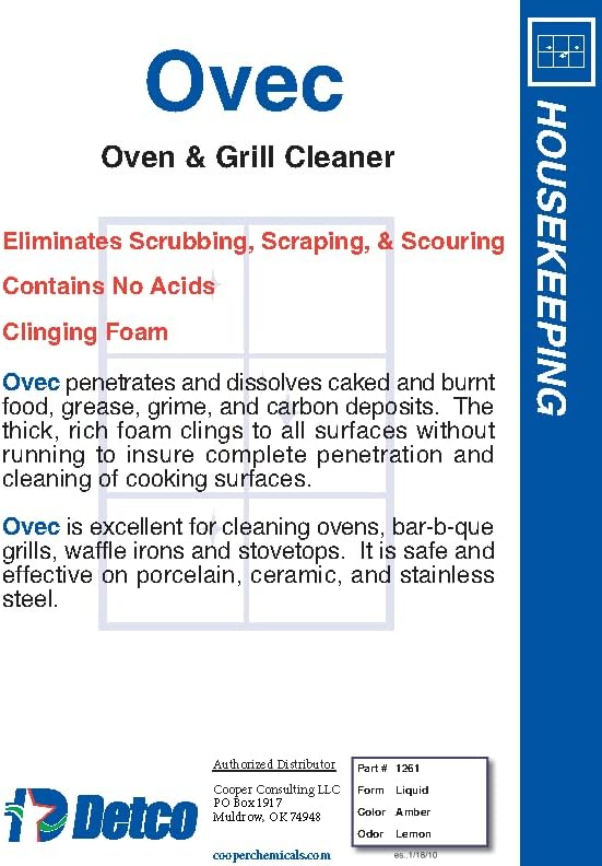 Detco-OVEC - Industrial Oven & Grill cleaner for Restaurant, and Commercial Kitchen Equipment. Removes burned on oils & grease (1)