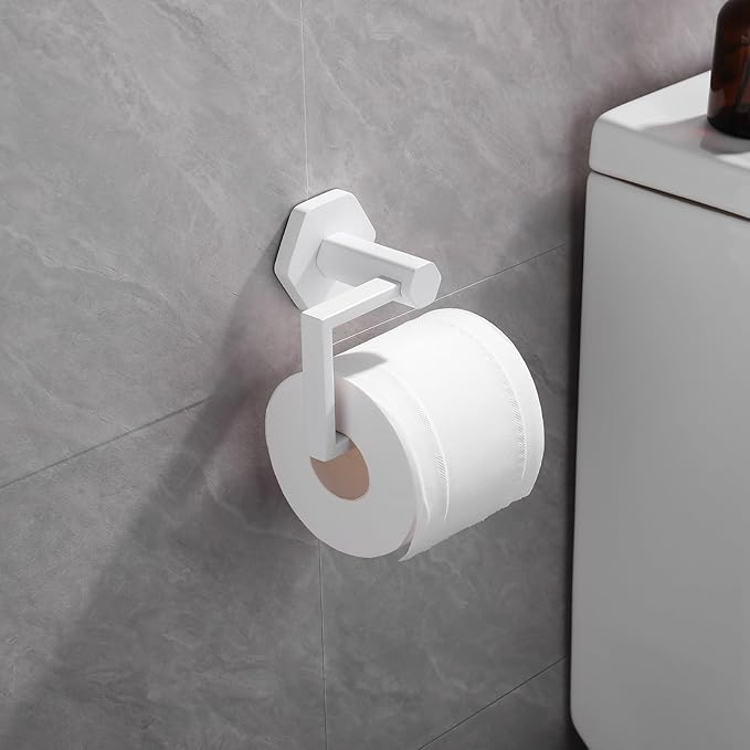 GERZWY Bathroom 2-Pieces Accessories Sets White Stainless Steel (Toilet Paper Holder Towel Ring)