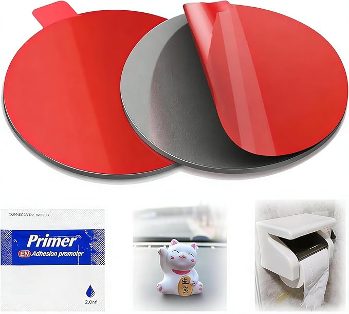 4Pcs VHB Adhesive Pads for Dash Cam Mount, 2.2" Heat Resistant Double-Sided Tape Replacement, Heavy Duty Tape Sticker for Cars Dashboard &Daily Use, 2 Adhesion Promoter ((Circle))