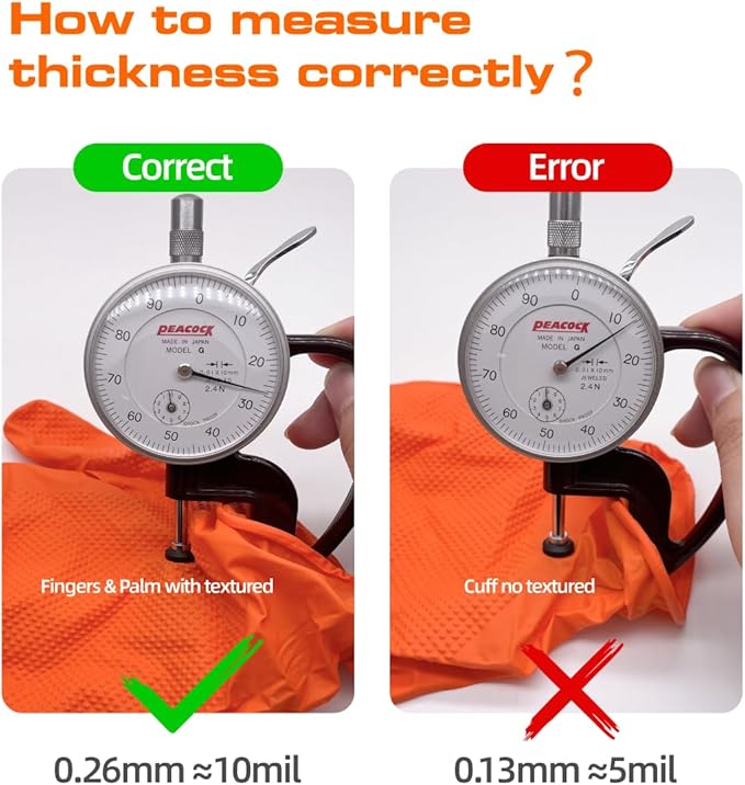 Black 10 Mil Nitrile Gloves, Diamond Textured Grip, Extra Thick Heavy Duty Disposable, Latex-Free, Tear & Chemical Resistant, Multipurpose Gloves for Kitchen, Cleaning, Medium