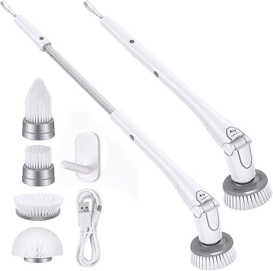 Tilswall Cordless Electric Spin Scrubber - IPX7 Waterproof Cleaning Brush with 180Min Runtime & 43" Extendable Handle, Ideal Gift for Home/Bathroom/Car (Includes 4 Brush Heads)