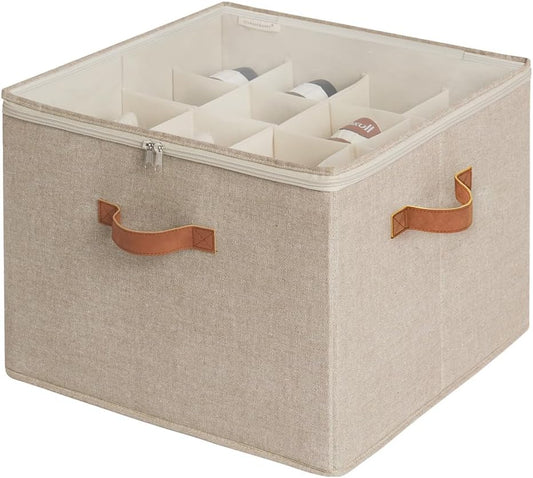 StorageWorks Shoe Organizer for Closet, Fits up to 16 Pairs, Shoe Cubby Storage Containers with Adjustable Dividers and Clear Cover, Taupe | Fits up to 16 Pairs, Clear Cover