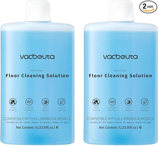2-Pack Floor Cleaning Solution Compatible with Roborock Saros S8 S7 Q Revo Q Series Floor Cleaner for Hardwood, for Robot & Wet Dry Vacuums Mopping 1L, 33.8 Fl. OZ Original Flavor