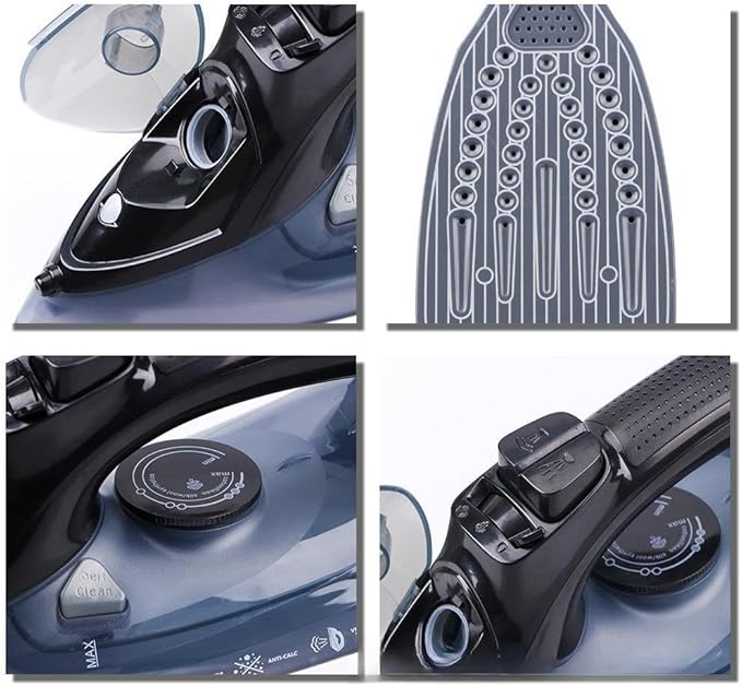 Steam iron, no sticky bottom plate, powerful steam,1000-watt,water tank anti -leakage precision reminders are suitable for family and travel (Blue)