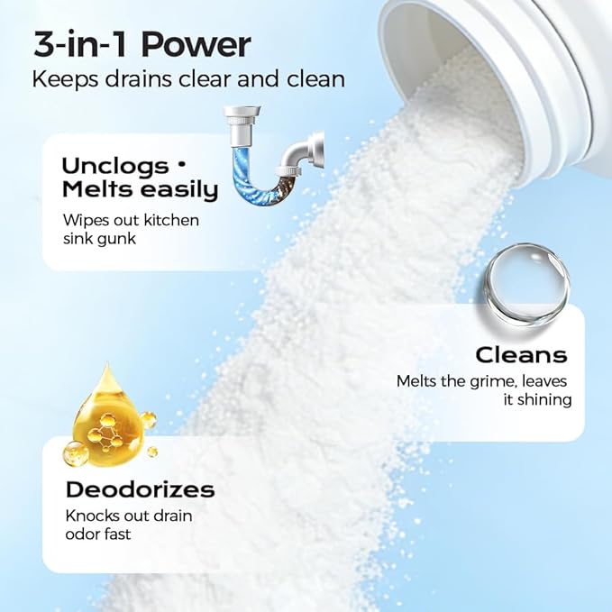 Strong Drain Cleaner for Kitchen, 2026 New Pipeline Dredging Agent, Fast Acting Drain Clog Remover for Home, Powerful Grease Dissolver for Bathroom, Pipe Cleaning Solution for Homeowner (2pcs)