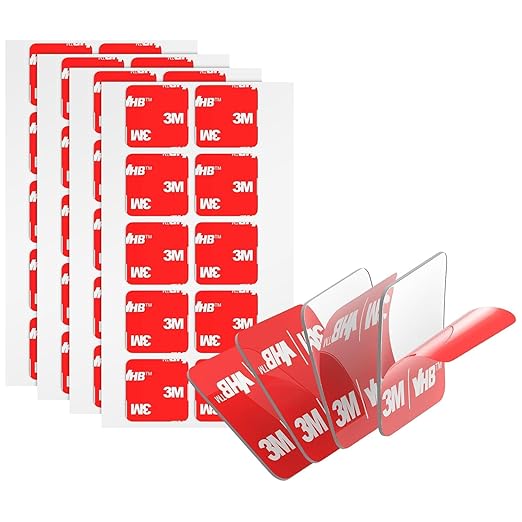 Bulina Double Sided Adhesive Pads Heavy Duty VHB 1" x 1" 20 PCS Square Clear 4905 Sticky Mounting Foam Tape Strong Adhesive Waterproof for Home Office Car Deco