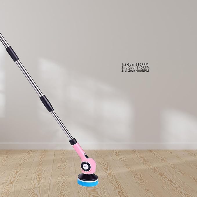 AUNMAS Electric Scrub Brush, Cordless Cleaning Tool with Powerful Motor and Rotating Head, Adjustable Angles Long Battery Life for Kitchen and Bathroom Cleaning