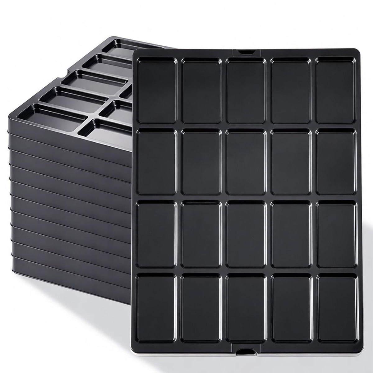 Novabright 10 Pack Game Piece Counter Trays with Clear Lids - Image 1