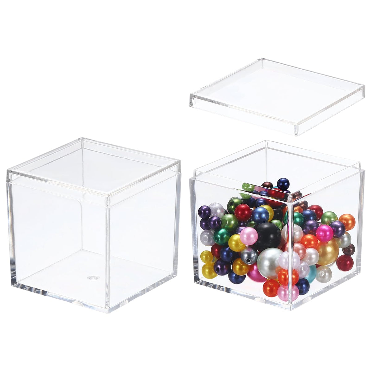 uxcell 2 Pcs Small Acrylic Box with Lid Decorative Storage Box - Image 1