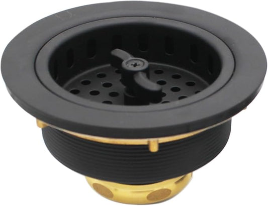 Westbrass Wing Nut Style Large Kitchen Sink Basket Strainer, Matte Black, D213-62 Twin