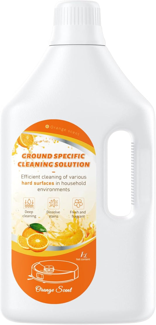 Floor Cleaning Solution Orange Scent, Compatible with Roborock Cleaning Solution Quick Drying Without Residue Suitable for All Robot Vacuums and Wet Dry Dual-Use Vacuum Cleaners (1 L, Orange)