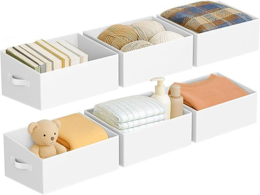 DIMJ Closet Storage Bins 6 Pack - Fabric Storage Baskets for Shelves, Large Clothes Organizers with Handles, Trapezoid Shelf Organization Storage Cubes for Purse, Toys, Books, Towel, Clothes