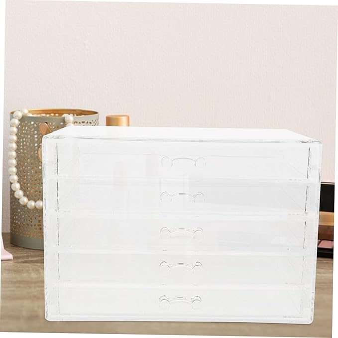 Cabilock Five Drawer Storage Box for Makeup Jewelry Organizer Acrylic Countertop Minimalist